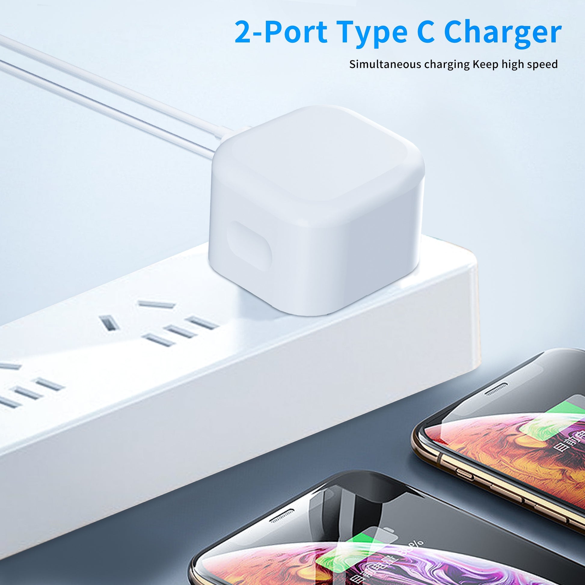 Plug For Tablets iPad 45W Folding Fast Charger Plug PD USB C Dual Port Charger FoneFunShop   