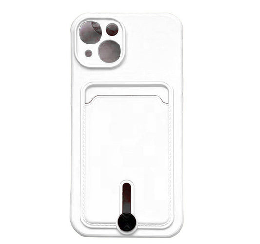 Case For iPhone 15 Silicone Card Holder Protection in White Case Cover FoneFunShop   