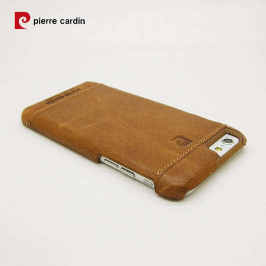 Case For iPhone 6 6S Pierre Cardin Genuine Leather Back Cover in Brown Case Cover FoneFunShop   