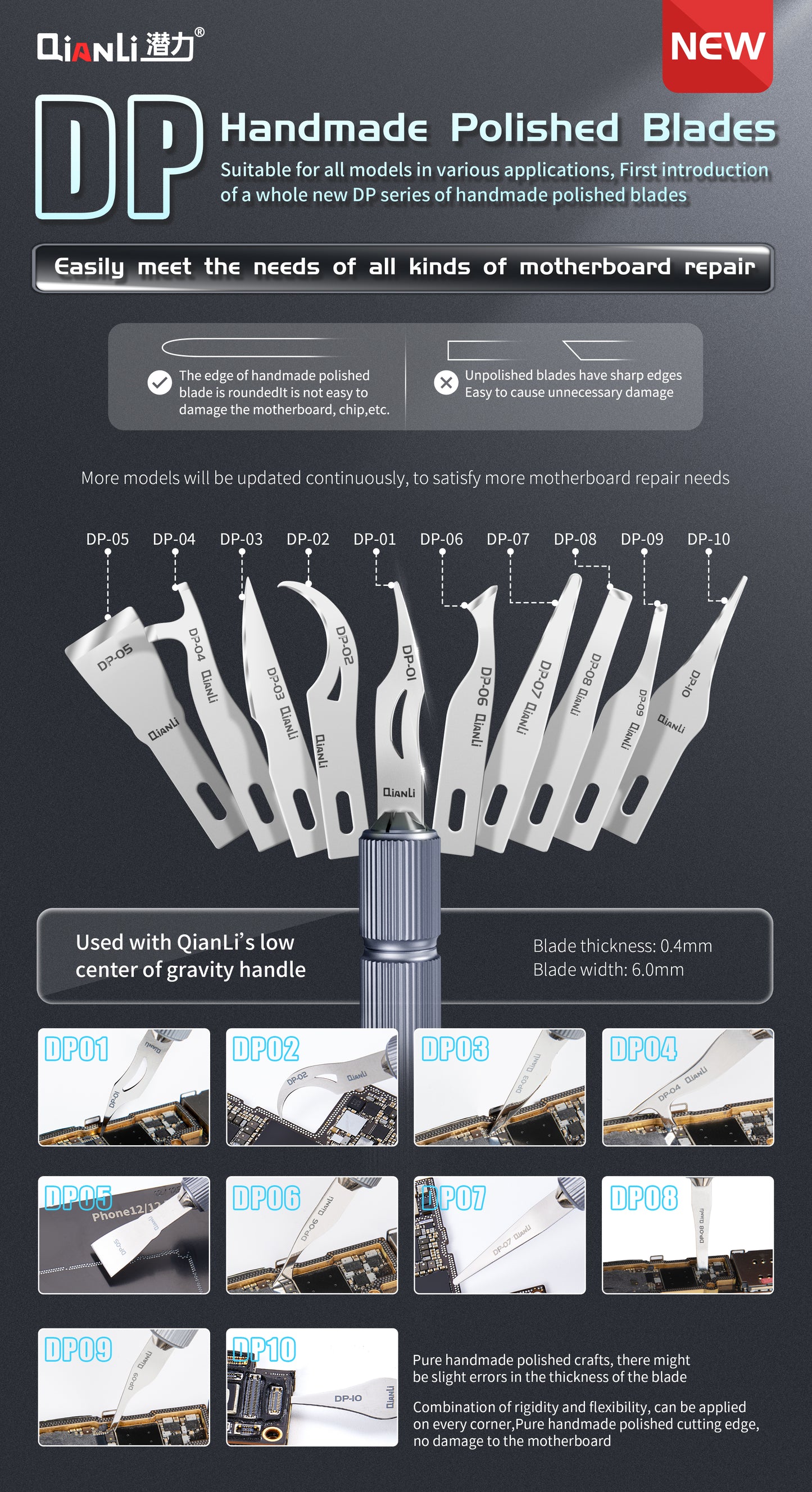 Qianli DP10 Hand Polished Logicboard BGA Degumming Clean Up Scraper Kit Qianli FoneFunShop   