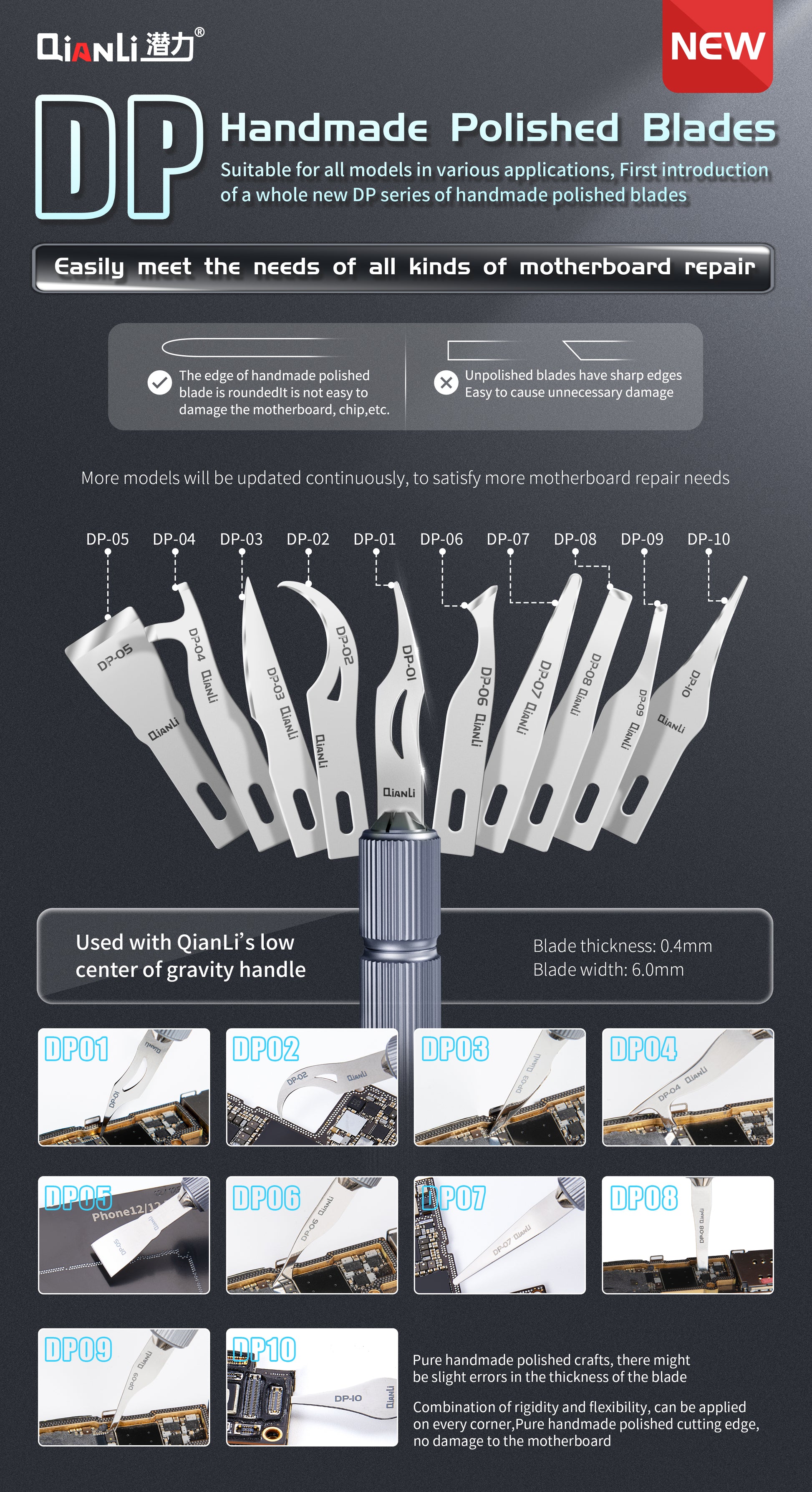 Qianli DP10 Hand Polished Logicboard BGA Degumming Clean Up Scraper Kit Qianli FoneFunShop   