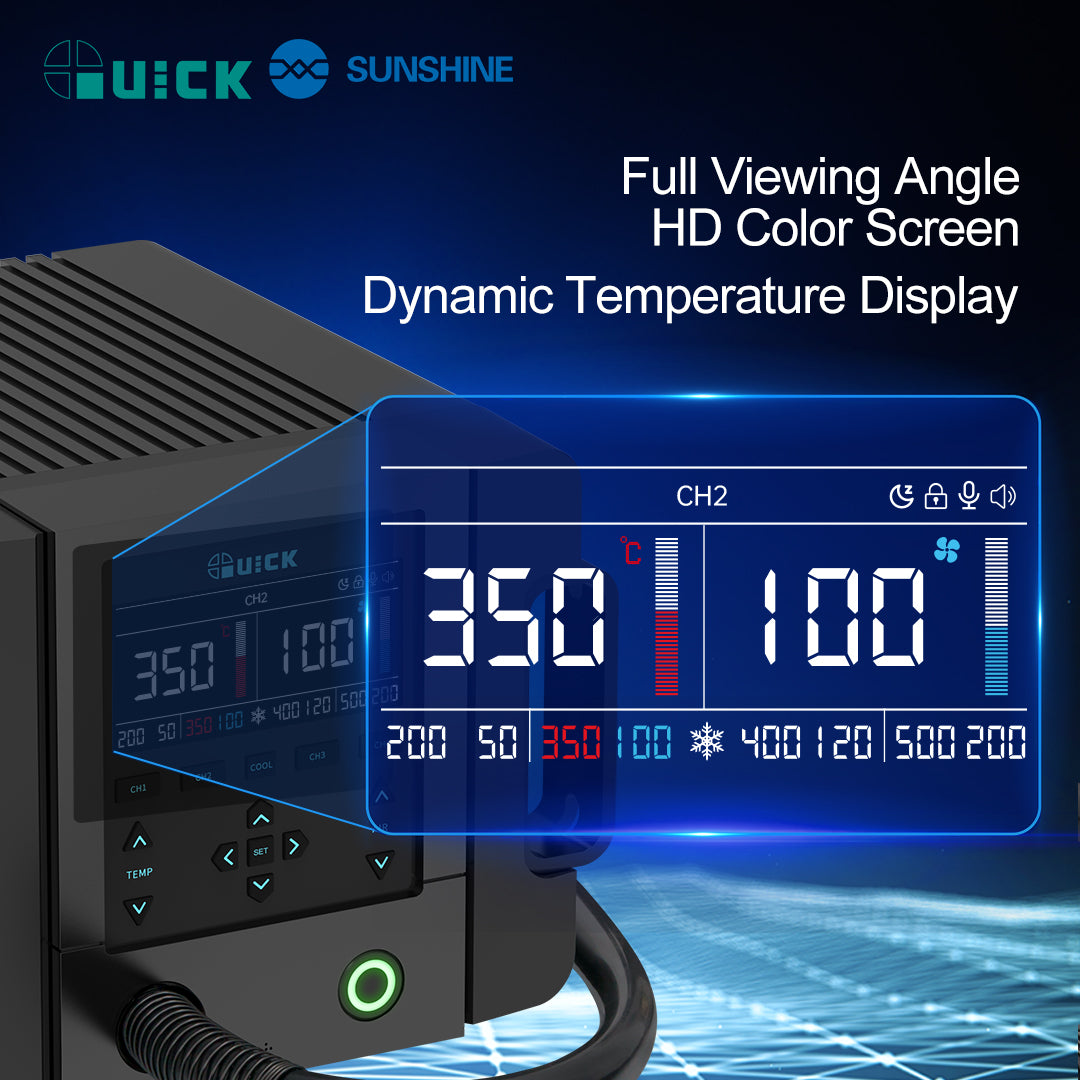 Quick 861 Pro Rework Station Digital Intelligent Hot Air 1000W SMD De Soldering Solder FoneFunShop   