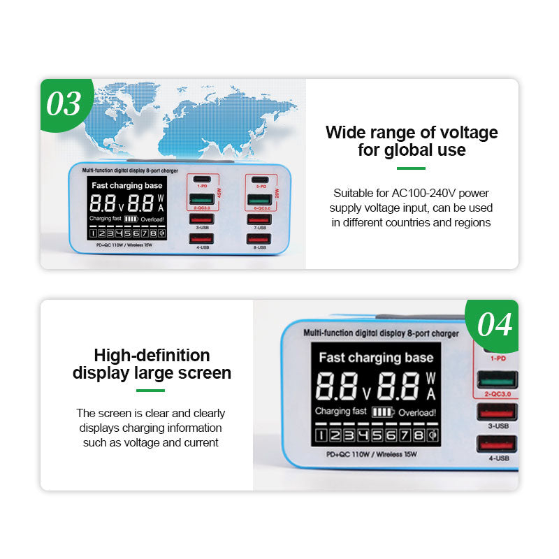 8 Port Charging Station Relife RL304S High Power Fast USB LED Display Relife FoneFunShop   