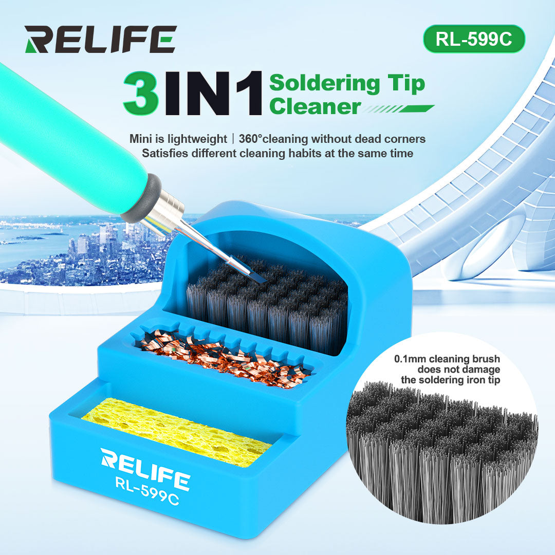 Relife RL-599C Cleaning Station For Soldering Iron Tip Maintenance Relife FoneFunShop   