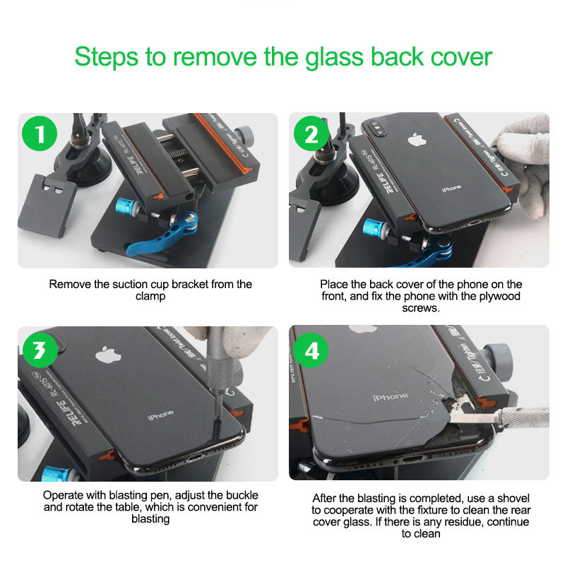 Relife RL-601s Plus 360 Degrees Holder For iPhone Back Glass Removal With Sucker Relife FoneFunShop   