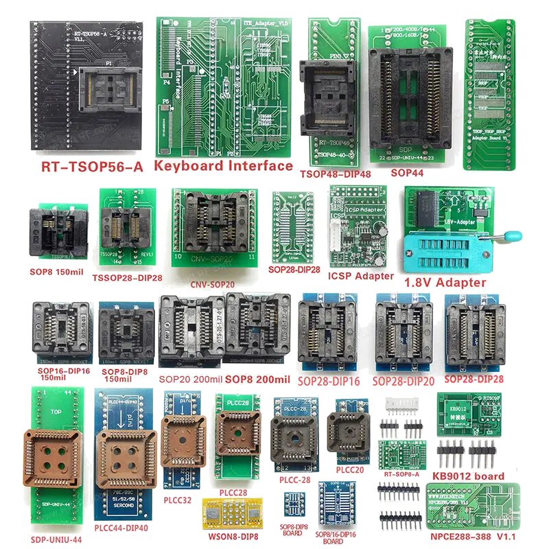 RT809H EMMC NAND FLASH Programmer With 51 Adapters Plus BGA63 and BGA64 Sockets Adapter FoneFunShop   