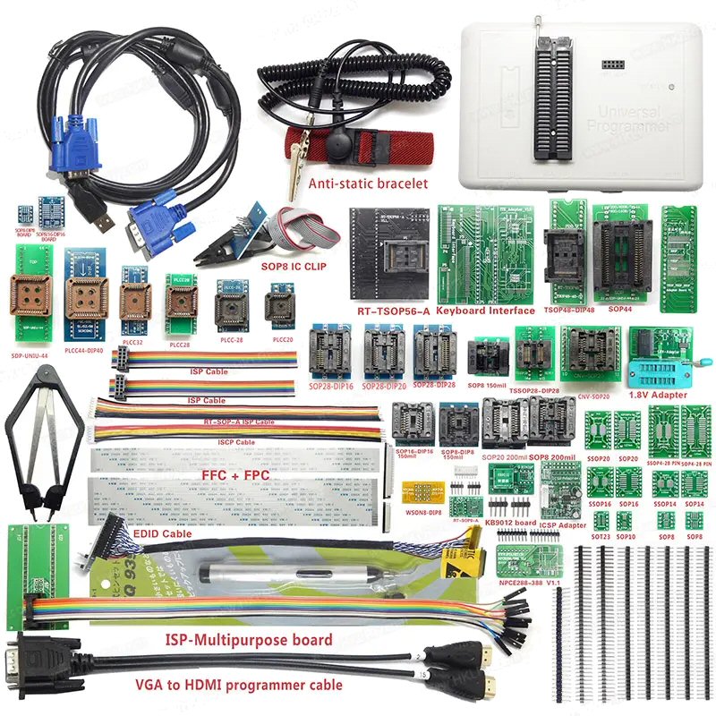 RT809H EMMC NAND FLASH Programmer With 51 Adapters Plus BGA63 and BGA64 Sockets Adapter FoneFunShop   