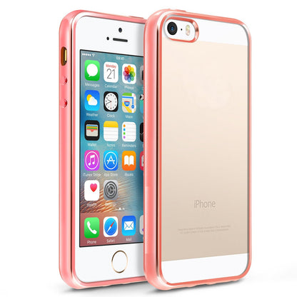 Case For iPhone 6 Plus 6s Plus Clear Silicone With Rose Gold Edge Case Cover FoneFunShop   