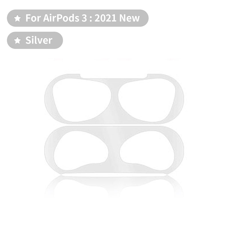 Seal Protection For Airpod 3 Metal Dust Proof Guard Sticker Silver Protector FoneFunShop   