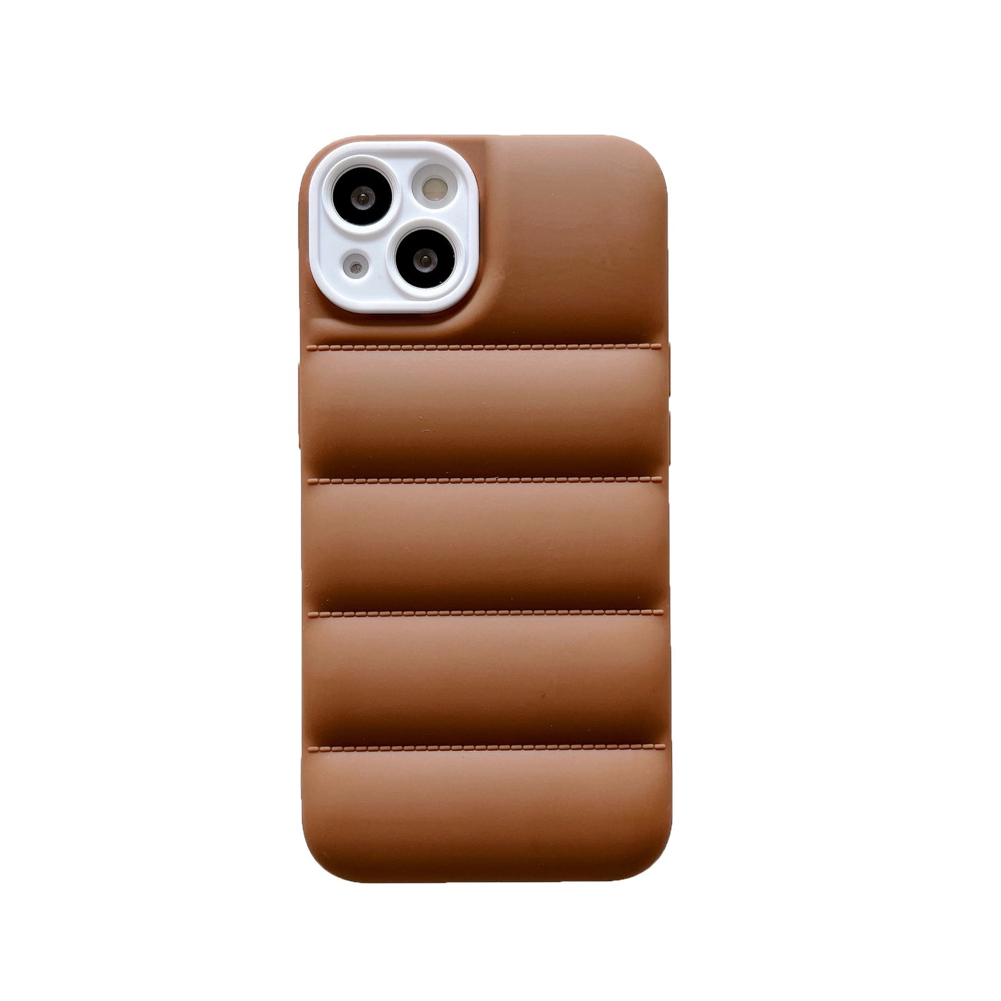 Case For iPhone 13 Brown Puffer Down Jacket Case Cover FoneFunShop   