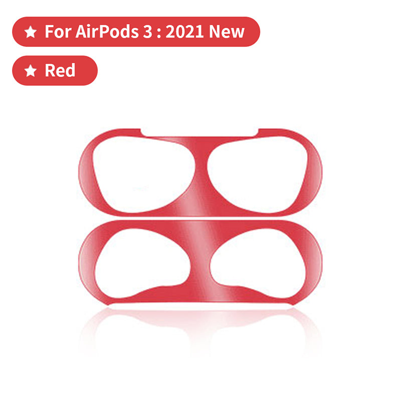 Seal Protection For Airpod 3 Metal Dust Proof Guard Sticker in Red Protector FoneFunShop   