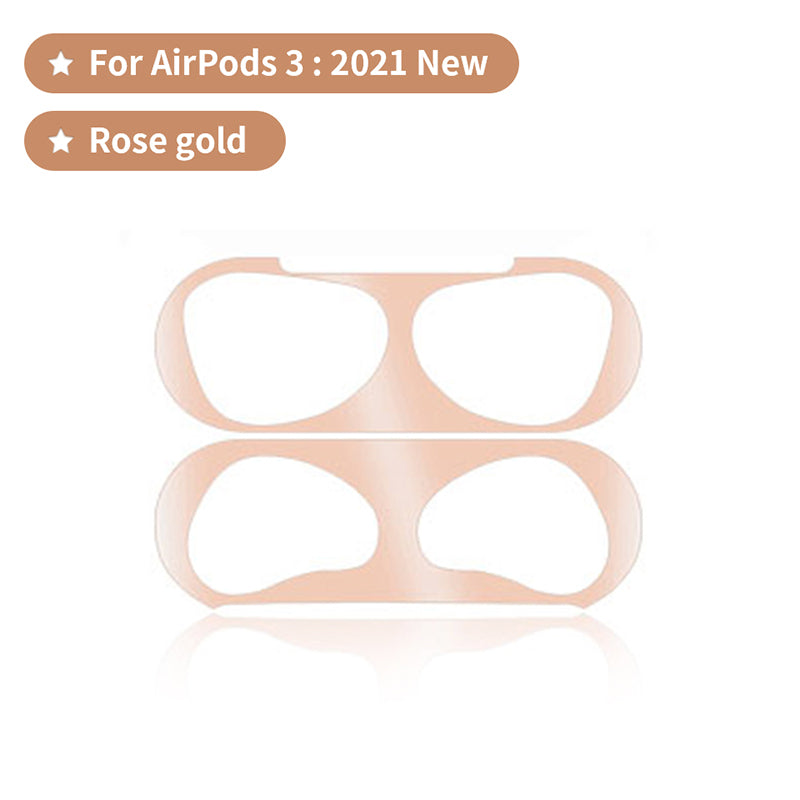 Seal Protection For Airpod 3 Metal Dust Proof Guard Sticker Rose Gold Protector FoneFunShop   