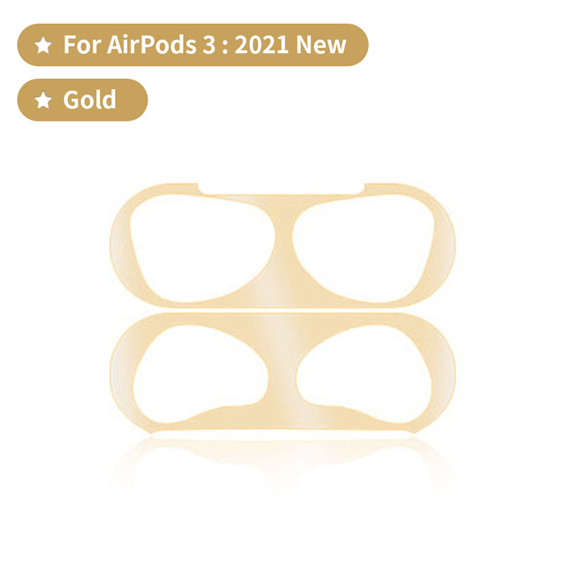 Seal Protection For Airpod 3 Metal Dust Proof Guard Sticker in Gold Protector FoneFunShop   