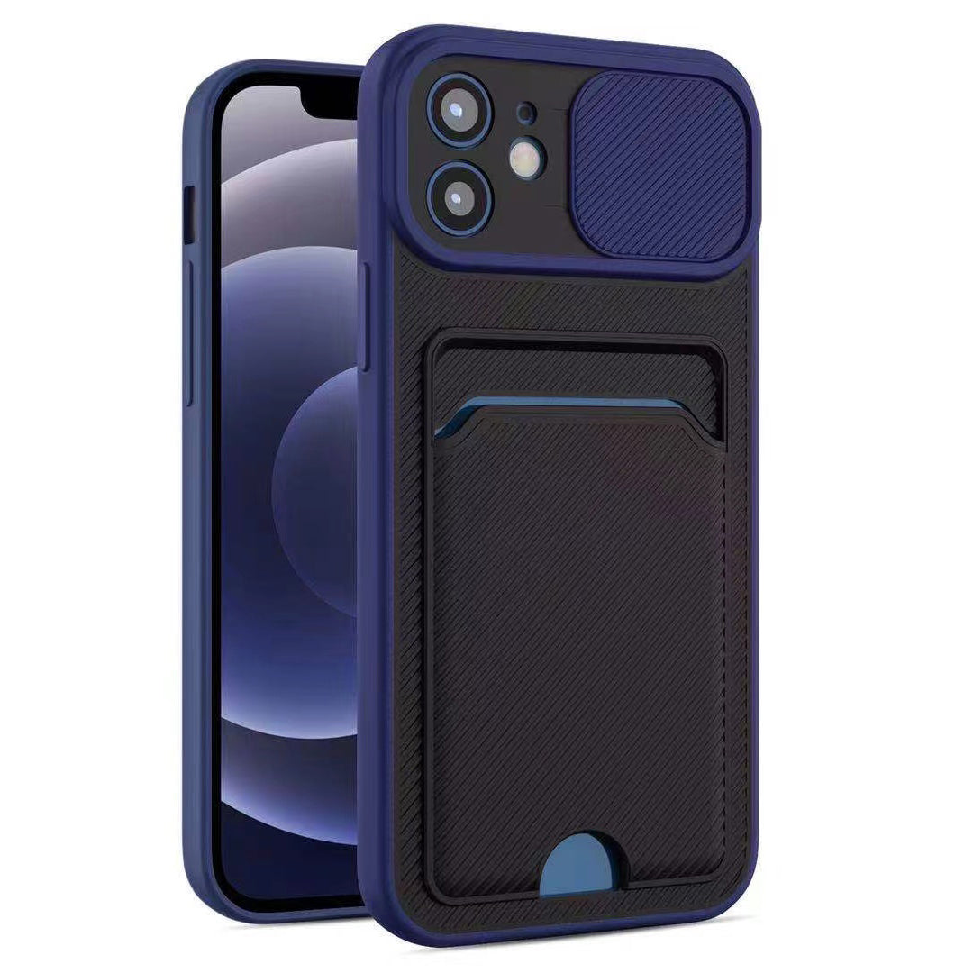 Case For iPhone 6P 7P 8P in Blue Ultra thin Case with Card slot Camera shutter Case Cover FoneFunShop   