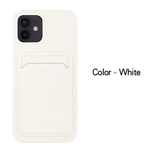 Case For iPhone 11 Pro Max With Silicone Card Holder White Case Cover FoneFunShop   