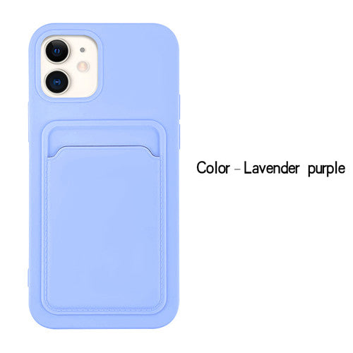 Case For iPhone 12 12 Pro With Silicone Card Holder Lavender Case Cover FoneFunShop   