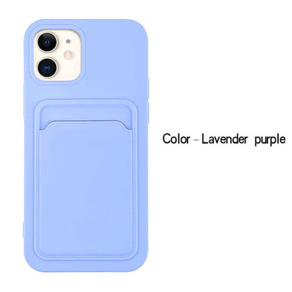 Case For iPhone 12 Pro Max With Silicone Card Holder Lavender Case Cover FoneFunShop   