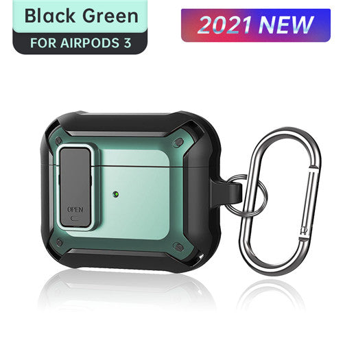 Case For Apple Airpod 3 Rugged 360 Protection in Black Green Case Cover FoneFunShop   