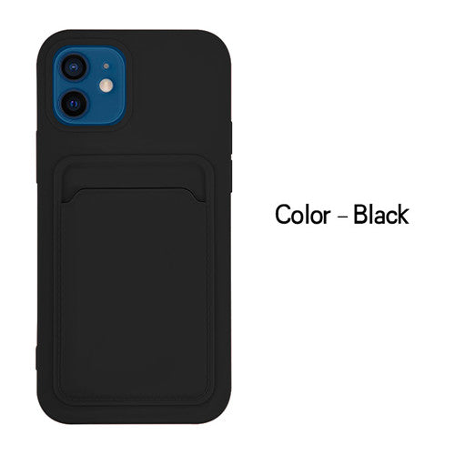 Case For iPhone 11 Pro With Silicone Card Holder Black Case Cover FoneFunShop   