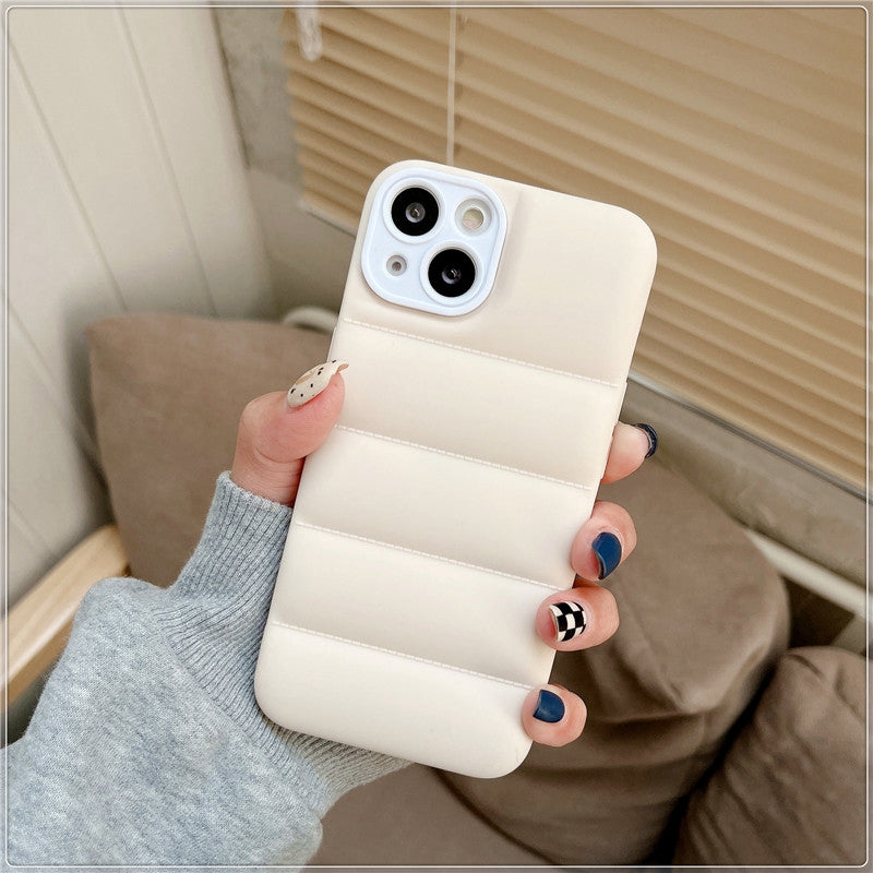 Case For iPhone 13 Pro Cream Puffer Down Jacket Case Cover FoneFunShop   