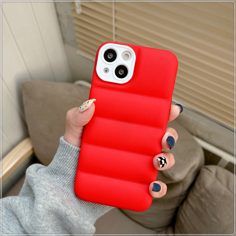 Case For iPhone 13 Pro Max Red Puffer Down Jacket Case Cover FoneFunShop   