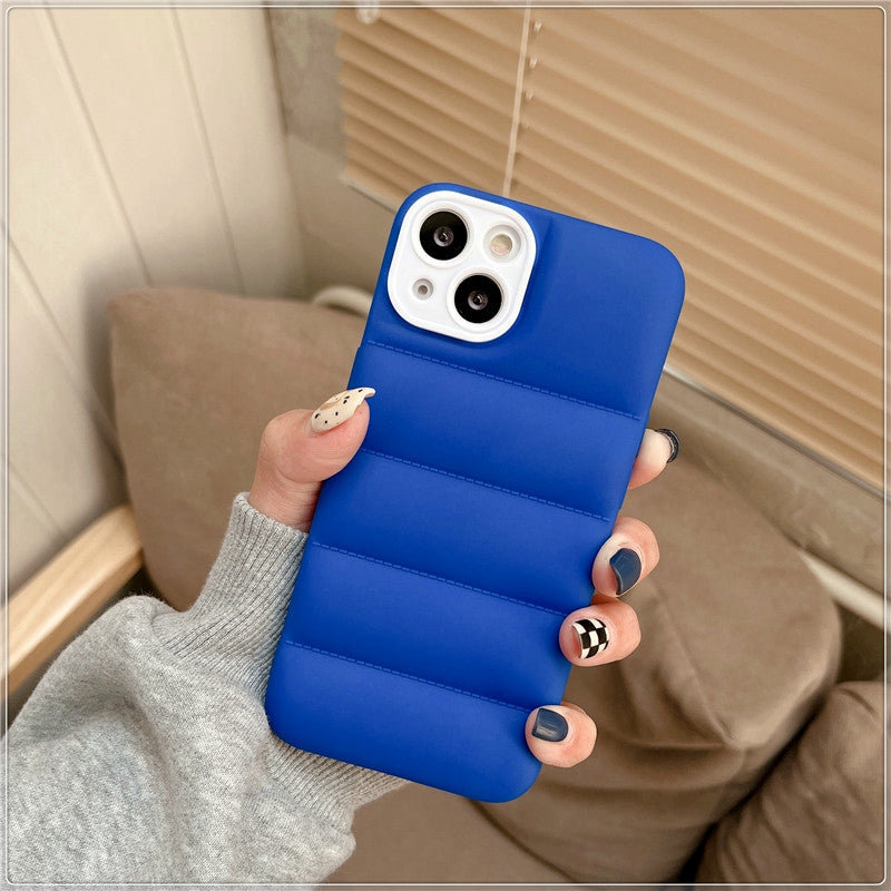 Case For iPhone 13 Blue Puffer Down Jacket Case Cover FoneFunShop   