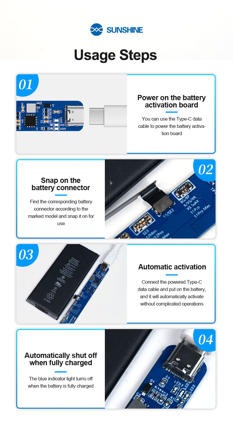 Sunshine SS-903SE Battery Charging Activation For iPhone 8 to 16 Pro Max Battery FoneFunShop   