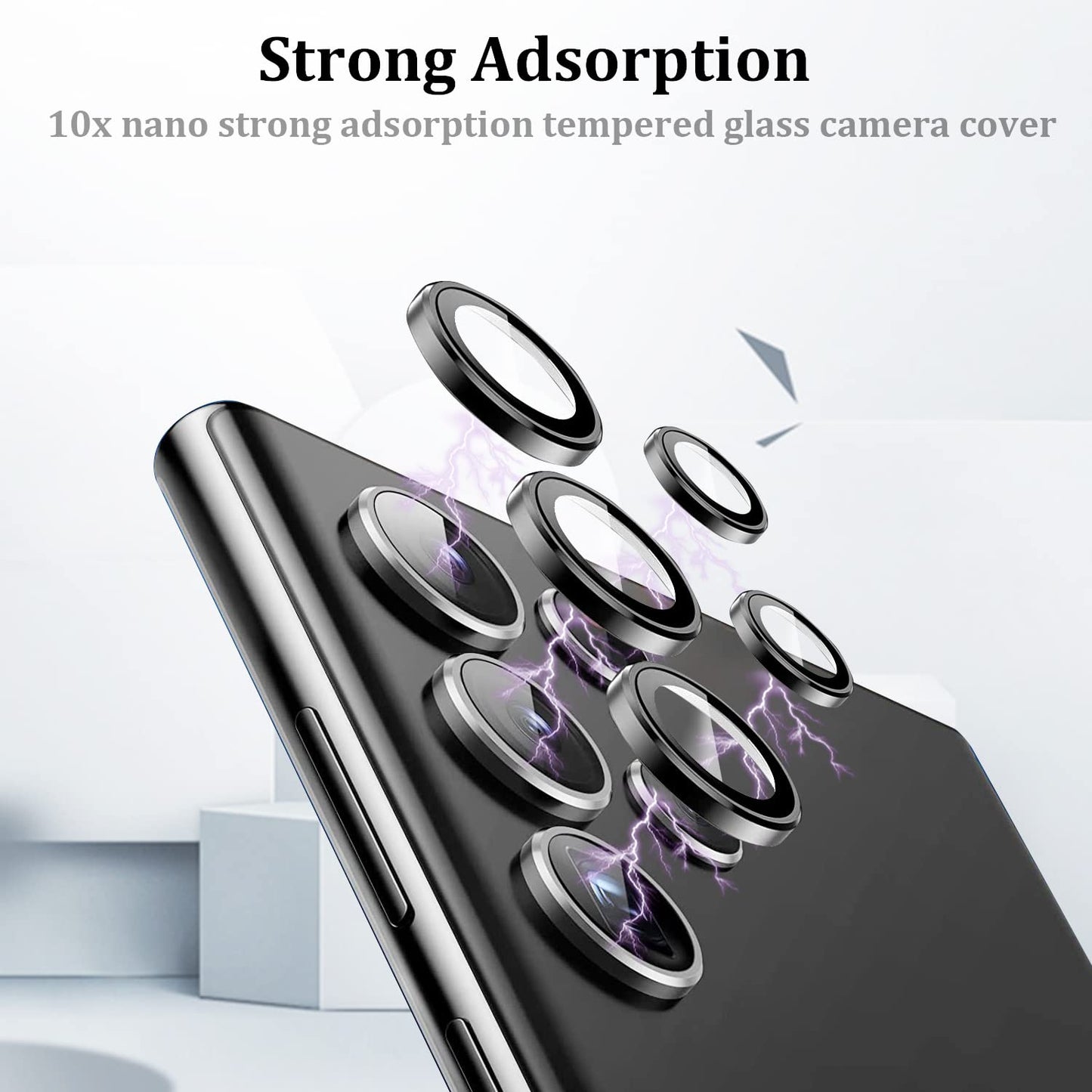 Camera Protectors For Samsung S22 Ultra Set of 5 Silver Camera FoneFunShop   