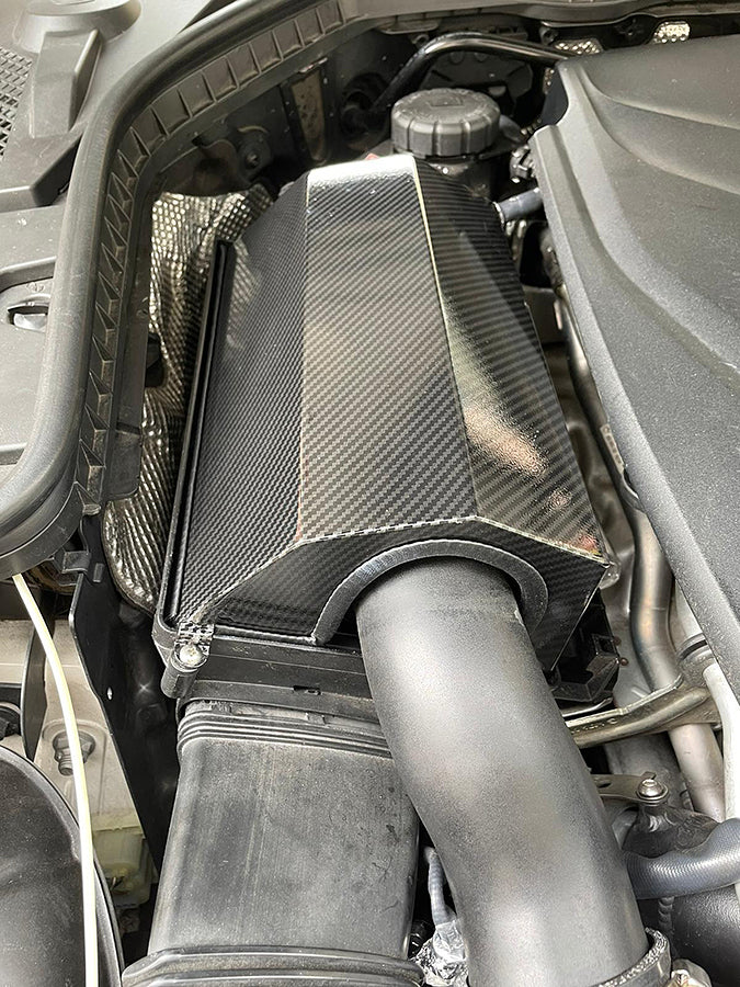 For Mercedes W205 Air Intake Filter Kit With Carbon Fiber Looks Car FoneFunShop   