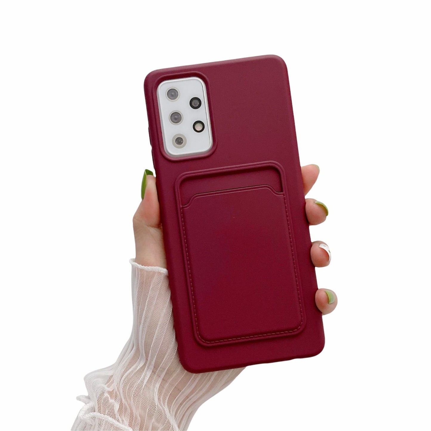 Case For Samsung A22 5G With Card Holder in Plum Case Cover FoneFunShop   