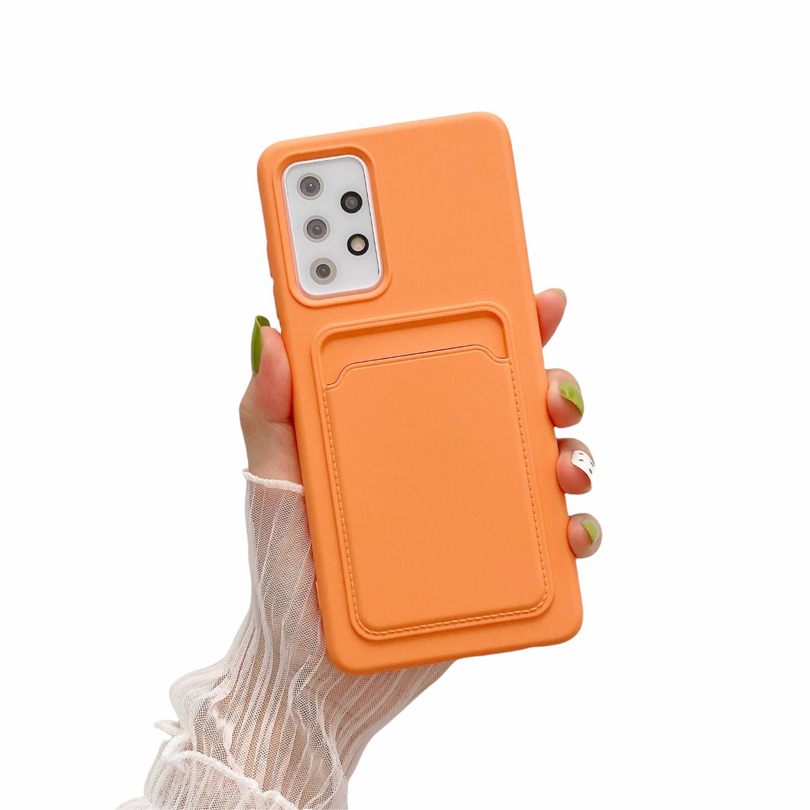 Case For Samsung A22 5G With Card Holder in Orange Case Cover FoneFunShop   