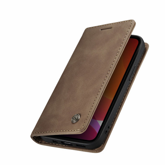 Flip Case For iPhone 13 Pro Max Wallet in Beige Handmade Leather Magnetic Flip Case Cover FoneFunShop   