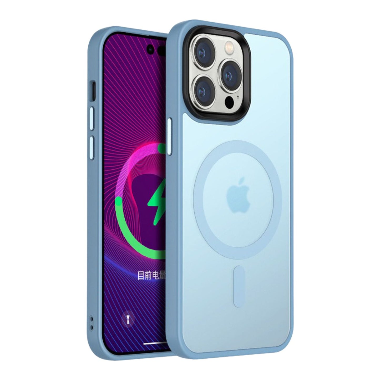 Case For iPhone 14 15 Peak Blue Smart Charging Silicone Case Case Cover FoneFunShop   