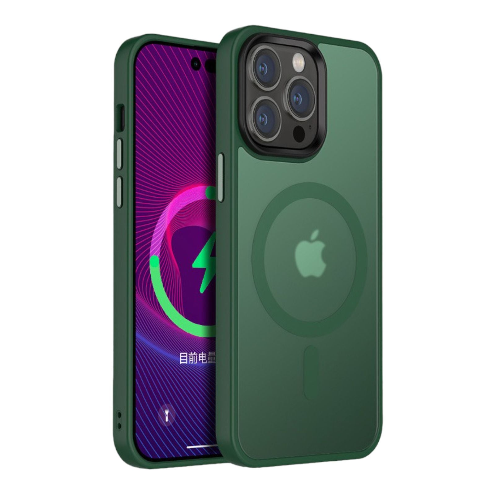 Case For iPhone 14 15 Cangling Green Smart Charging Silicone Case Case Cover FoneFunShop   