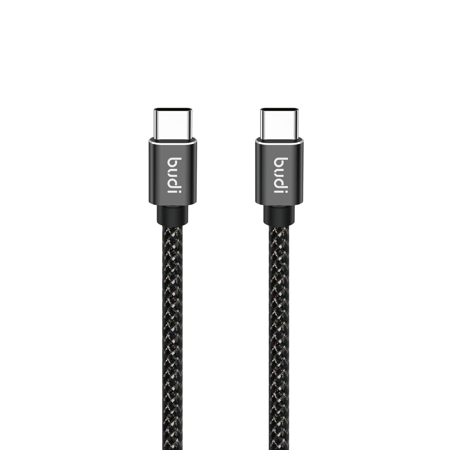 Type C to Type C Reversible Aluminium Shell Braided Cable Budi 2m PD 65W USB Cable FoneFunShop   