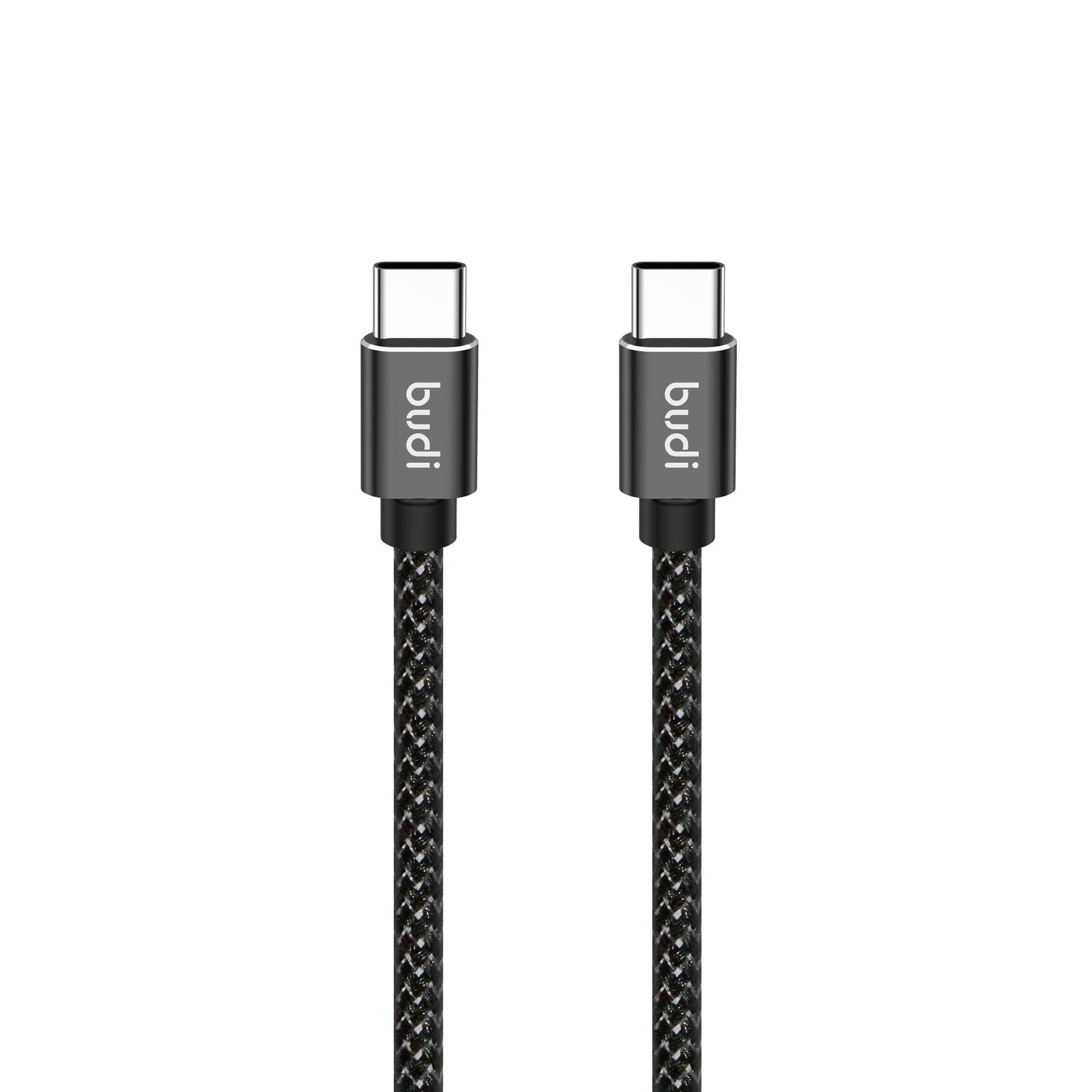 Type C to Type C Reversible Aluminium Shell Braided Cable Budi 2m PD 65W USB Cable FoneFunShop   