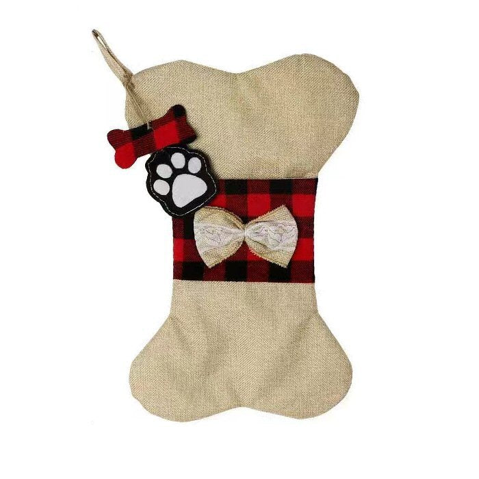 Festive Christmas Brown Bone-Shaped Dog Treat Bag Christmas FoneFunShop   