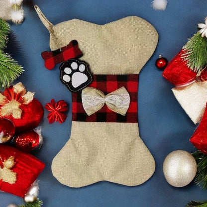 Festive Christmas Brown Bone-Shaped Dog Treat Bag Christmas FoneFunShop   