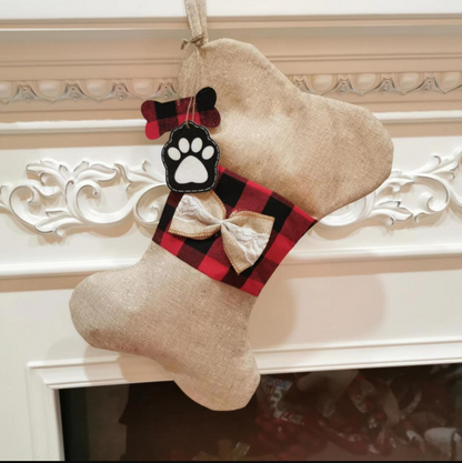 Festive Christmas Brown Bone-Shaped Dog Treat Bag Christmas FoneFunShop   