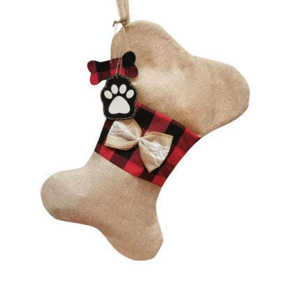 Festive Christmas Brown Bone-Shaped Dog Treat Bag Christmas FoneFunShop   