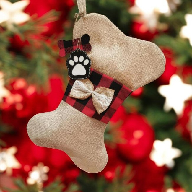 Festive Christmas Brown Bone-Shaped Dog Treat Bag Christmas FoneFunShop   