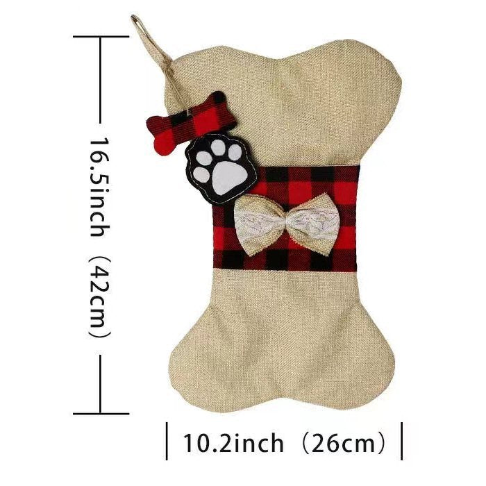 Festive Christmas Brown Bone-Shaped Dog Treat Bag Christmas FoneFunShop   