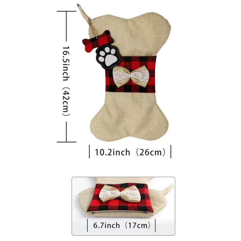 Festive Christmas Brown Bone-Shaped Dog Treat Bag Christmas FoneFunShop   