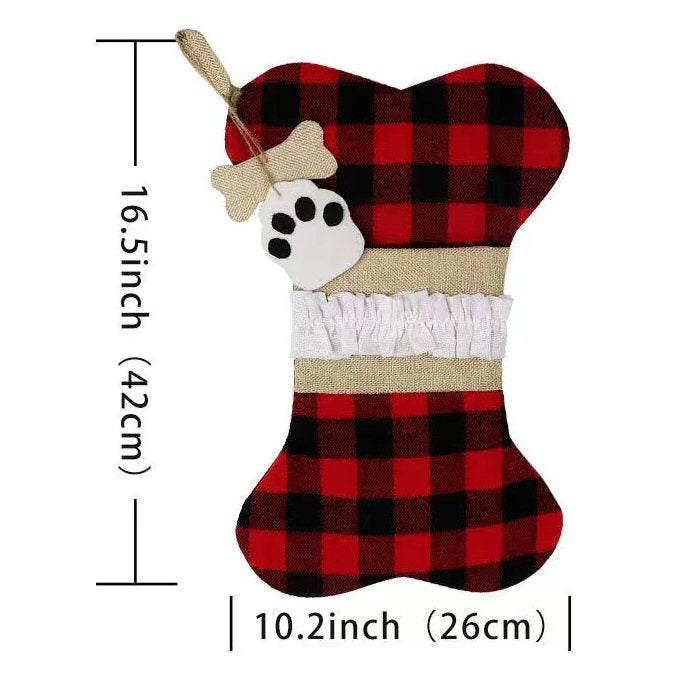 Festive Christmas Tartan Bone-Shaped Dog Treat Bag Christmas FoneFunShop   