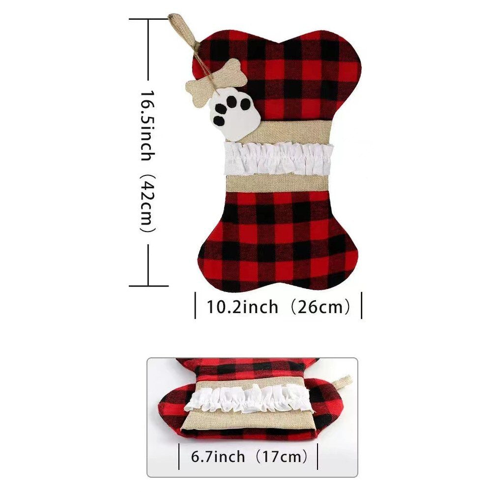 Festive Christmas Tartan Bone-Shaped Dog Treat Bag Christmas FoneFunShop   