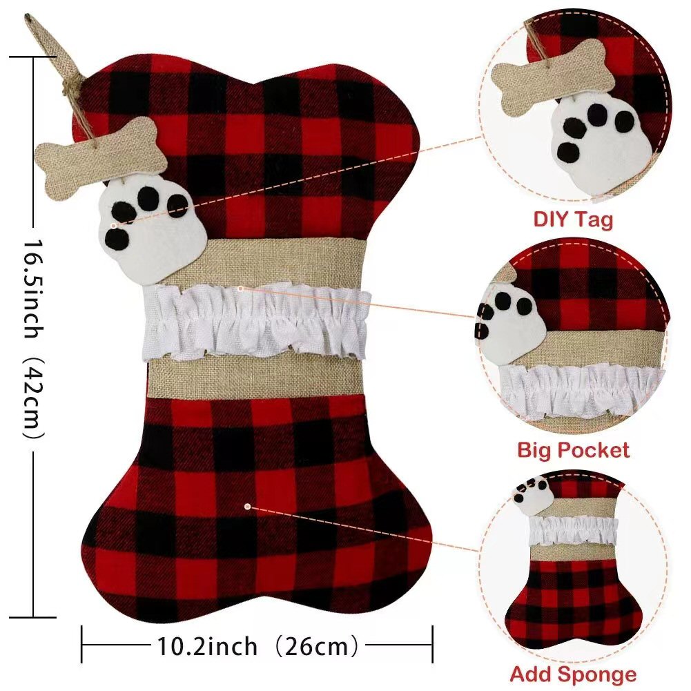 Festive Christmas Tartan Bone-Shaped Dog Treat Bag Christmas FoneFunShop   