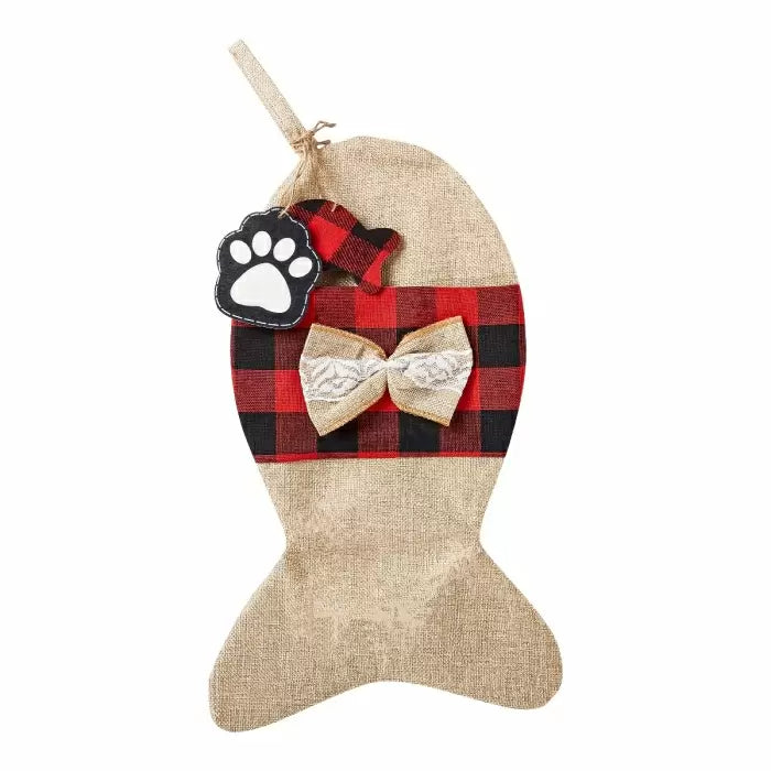 Festive Christmas Tartan Fish-Shaped Cat Treat Bag Christmas FoneFunShop   