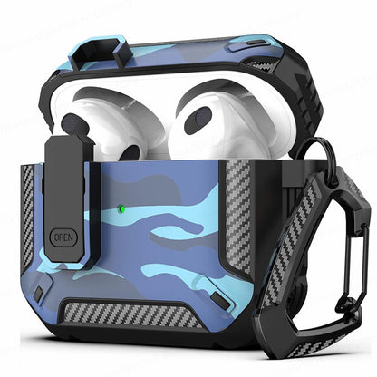 Case For Apple Airpods 4 Secure lock design (USB C) in Camouflage Blue Case Cover FoneFunShop