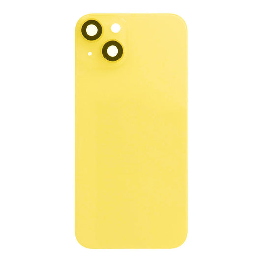 Glass Back For iPhone 14 Yellow Battery Door Camera Lens Bezel Magnetism Ring + Metal Plate Plain Without Logo Battery FoneFunShop   