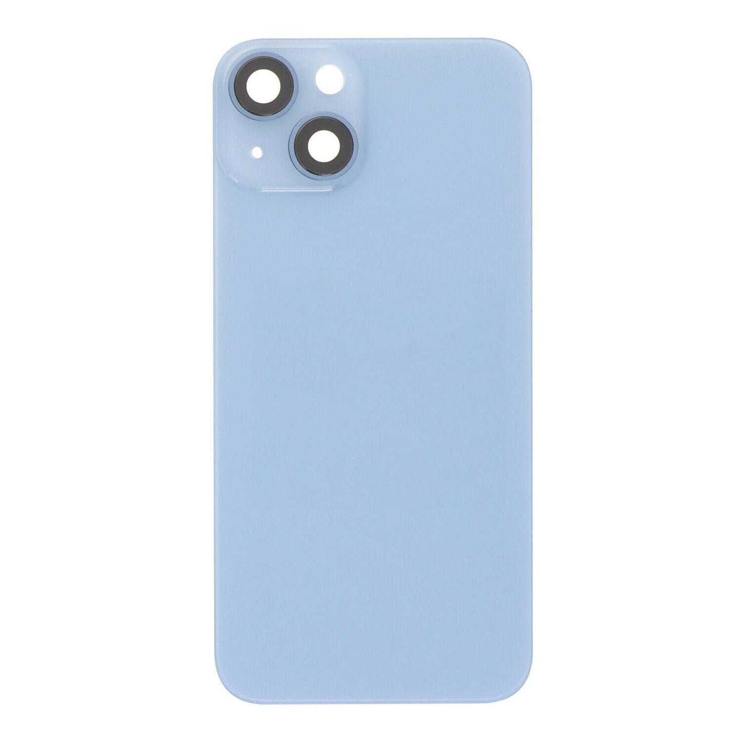 Glass Back For iPhone 14 Blue Battery Door Camera Lens Bezel Magnetism Ring + Metal Plate Plain Without Logo Battery FoneFunShop   